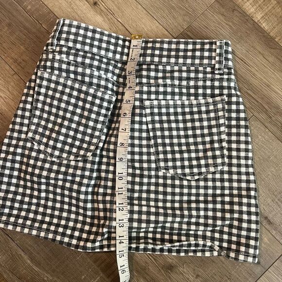 Reformation Gingham black & white Bianca Mini Skirt size 24 - Picture 2 of 9